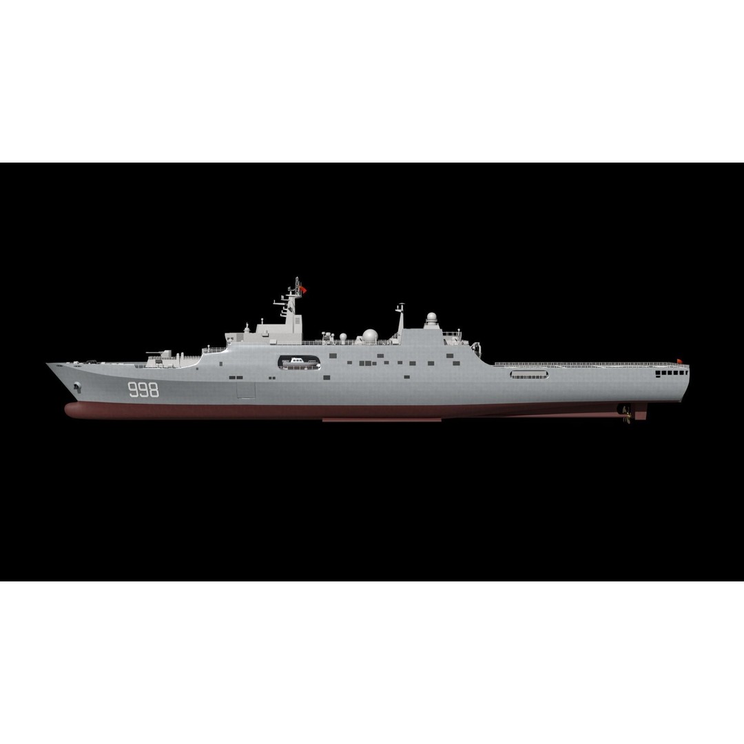 Kunlunshan Amphibious Transport Dock 3D Model – Military Watercraft, FBX, OBJ - View 26