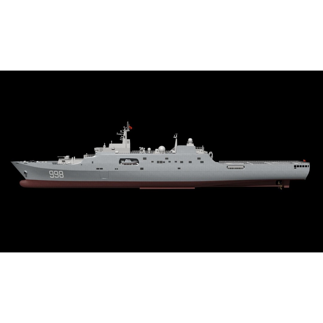 Kunlunshan Amphibious Transport Dock 3D Model – Military Watercraft, FBX, OBJ - View 29