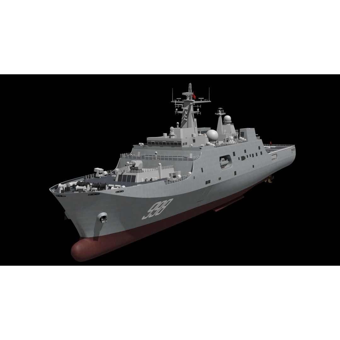 Kunlunshan Amphibious Transport Dock 3D Model – Military Watercraft, FBX, OBJ - View 31