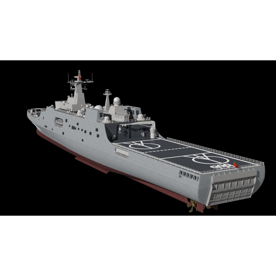 Kunlunshan Amphibious Transport Dock 3D Model – Military Watercraft, FBX, OBJ - View 32
