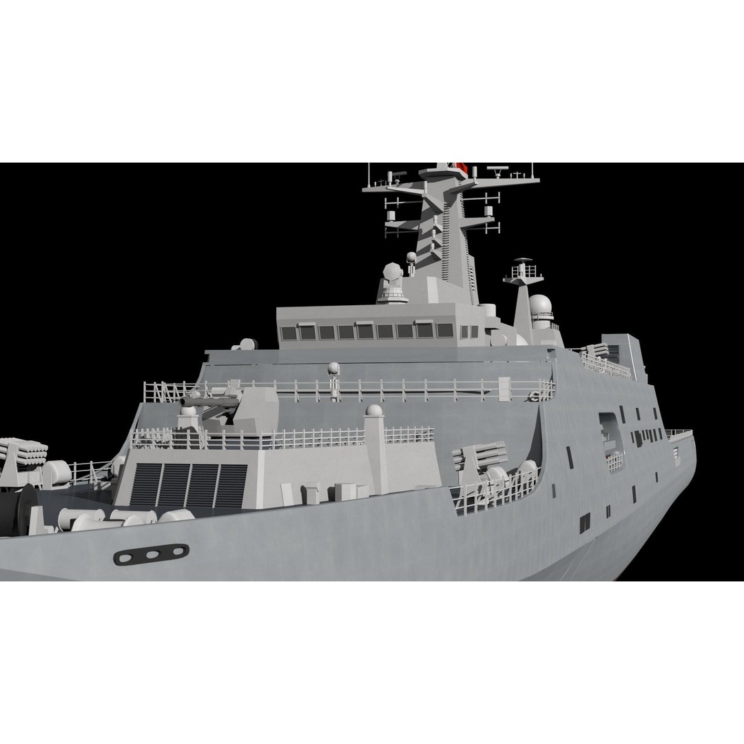 Kunlunshan Amphibious Transport Dock 3D Model – Military Watercraft, FBX, OBJ - View 33