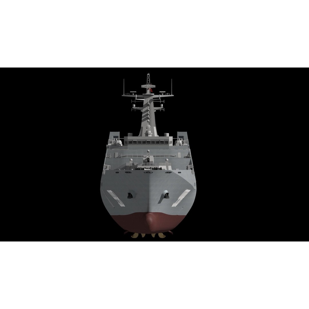 Kunlunshan Amphibious Transport Dock 3D Model – Military Watercraft, FBX, OBJ - View 35