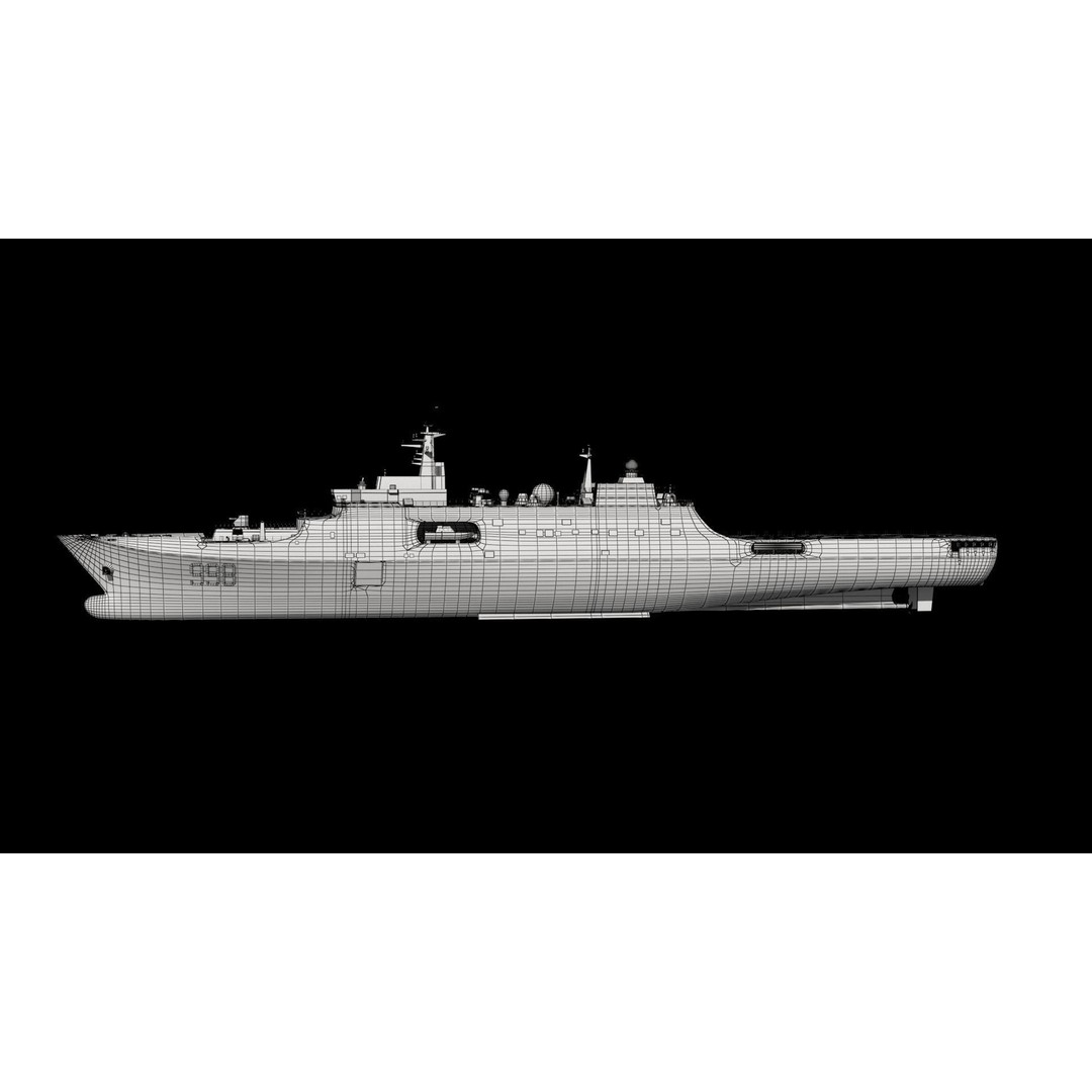 Kunlunshan Amphibious Transport Dock 3D Model – Military Watercraft, FBX, OBJ - View 4