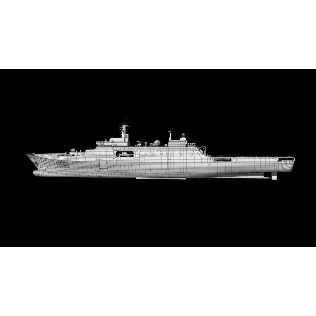 Kunlunshan Amphibious Transport Dock 3D Model – Military Watercraft, FBX, OBJ - View 5