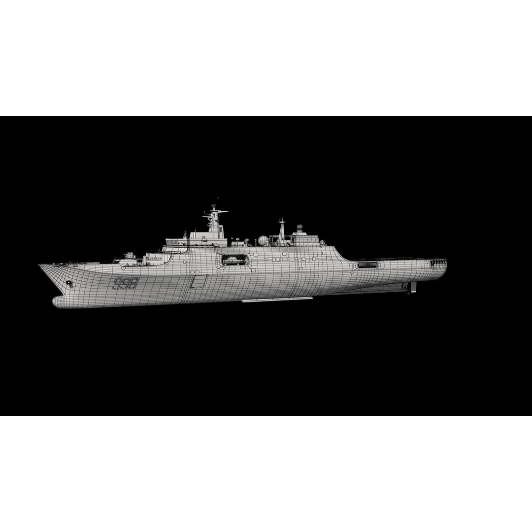 Kunlunshan Amphibious Transport Dock 3D Model – Military Watercraft, FBX, OBJ - View 7