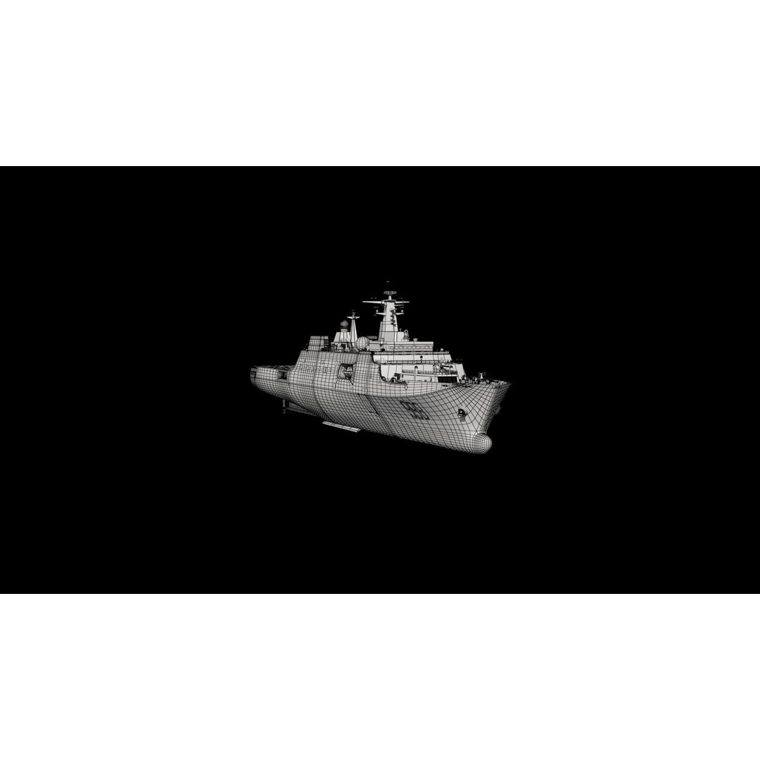 Kunlunshan Amphibious Transport Dock 3D Model – Military Watercraft, FBX, OBJ - View 9