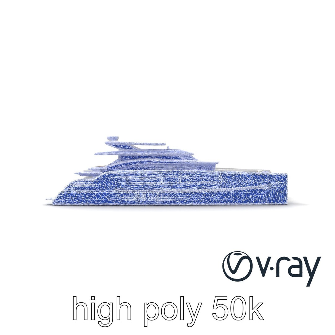 Mega Trimaran Yacht 3D Model – Ultra-Futuristic Low Poly Watercraft, FBX - View 17