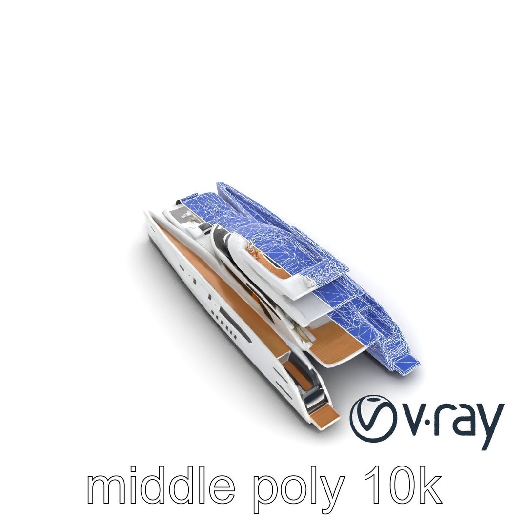 Mega Trimaran Yacht 3D Model – Ultra-Futuristic Low Poly Watercraft, FBX - View 18