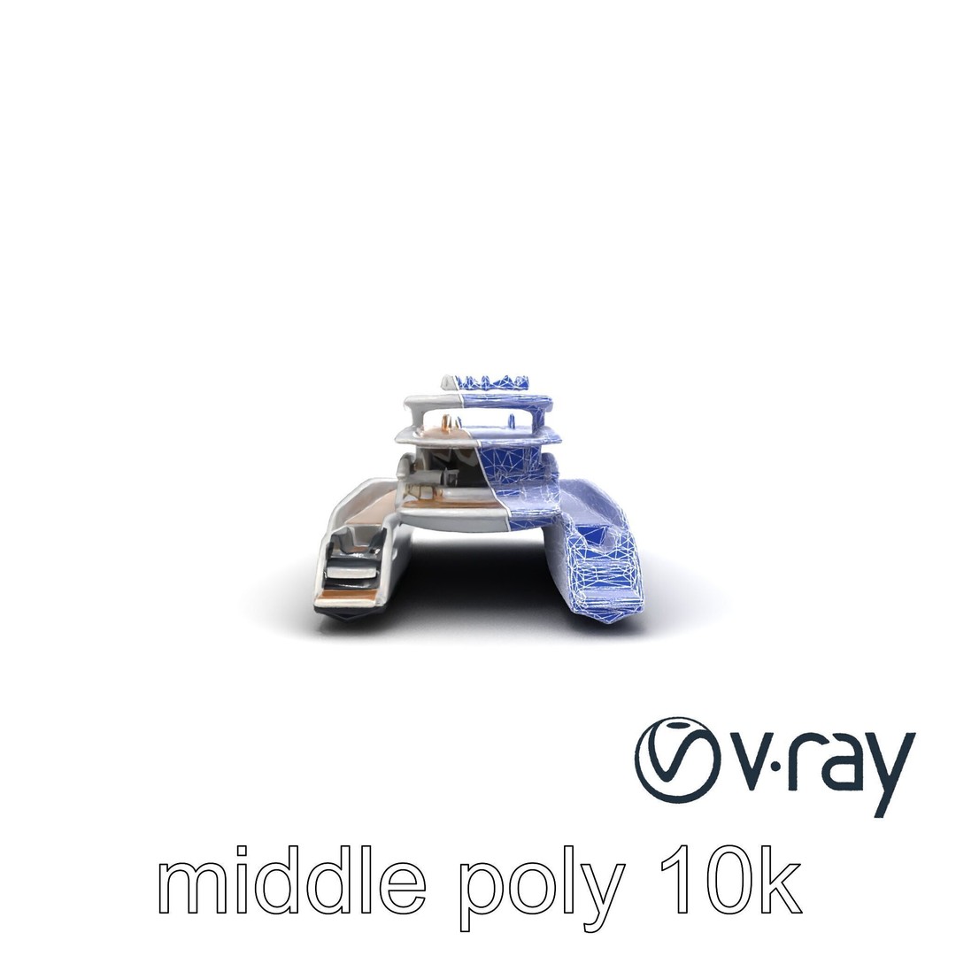 Mega Trimaran Yacht 3D Model – Ultra-Futuristic Low Poly Watercraft, FBX - View 22