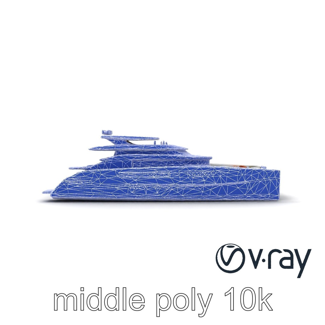 Mega Trimaran Yacht 3D Model – Ultra-Futuristic Low Poly Watercraft, FBX - View 23