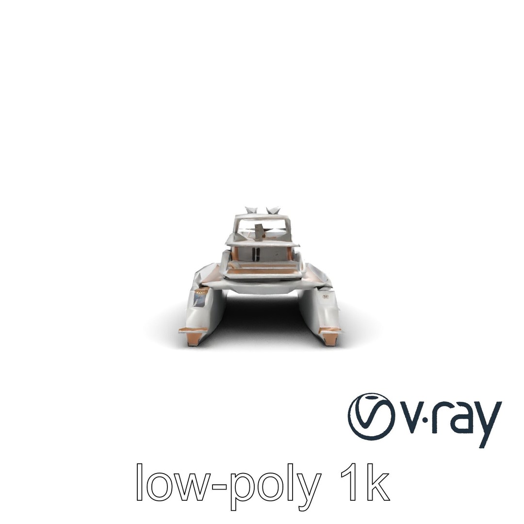 Mega Trimaran Yacht 3D Model – Ultra-Futuristic Low Poly Watercraft, FBX - View 27