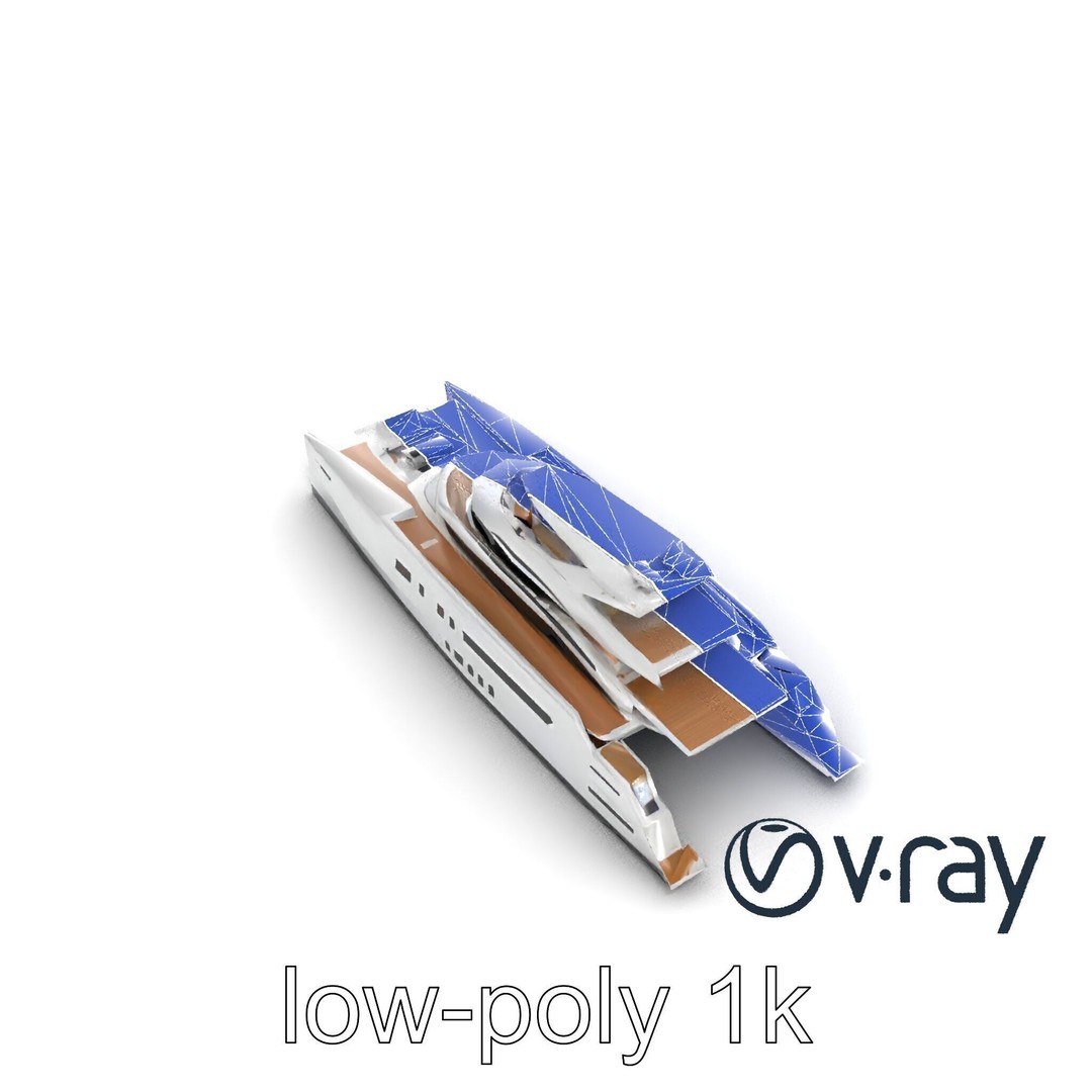 Mega Trimaran Yacht 3D Model – Ultra-Futuristic Low Poly Watercraft, FBX - View 28