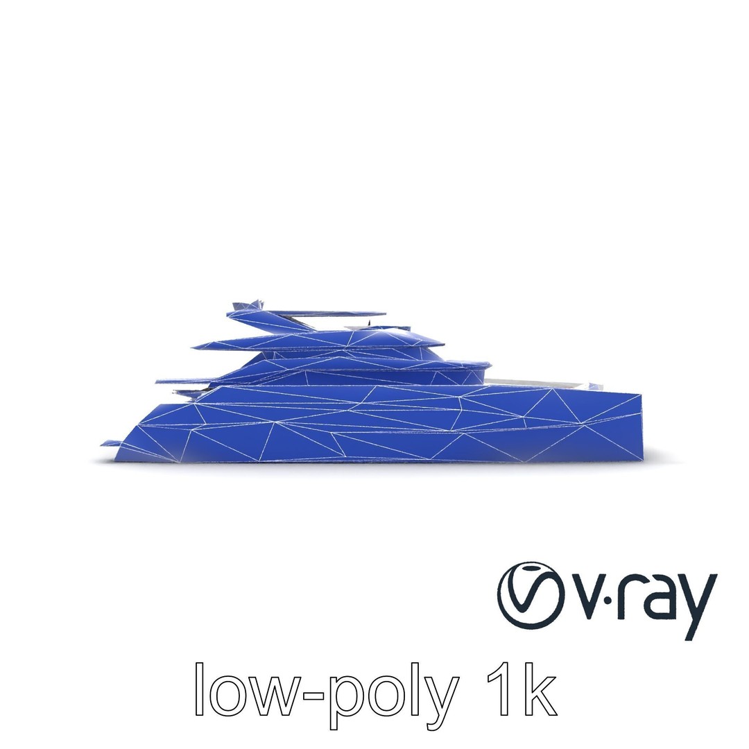 Mega Trimaran Yacht 3D Model – Ultra-Futuristic Low Poly Watercraft, FBX - View 29