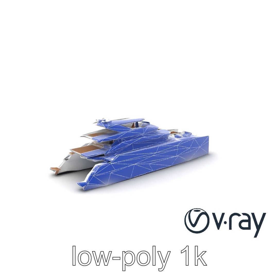 Mega Trimaran Yacht 3D Model – Ultra-Futuristic Low Poly Watercraft, FBX - View 31