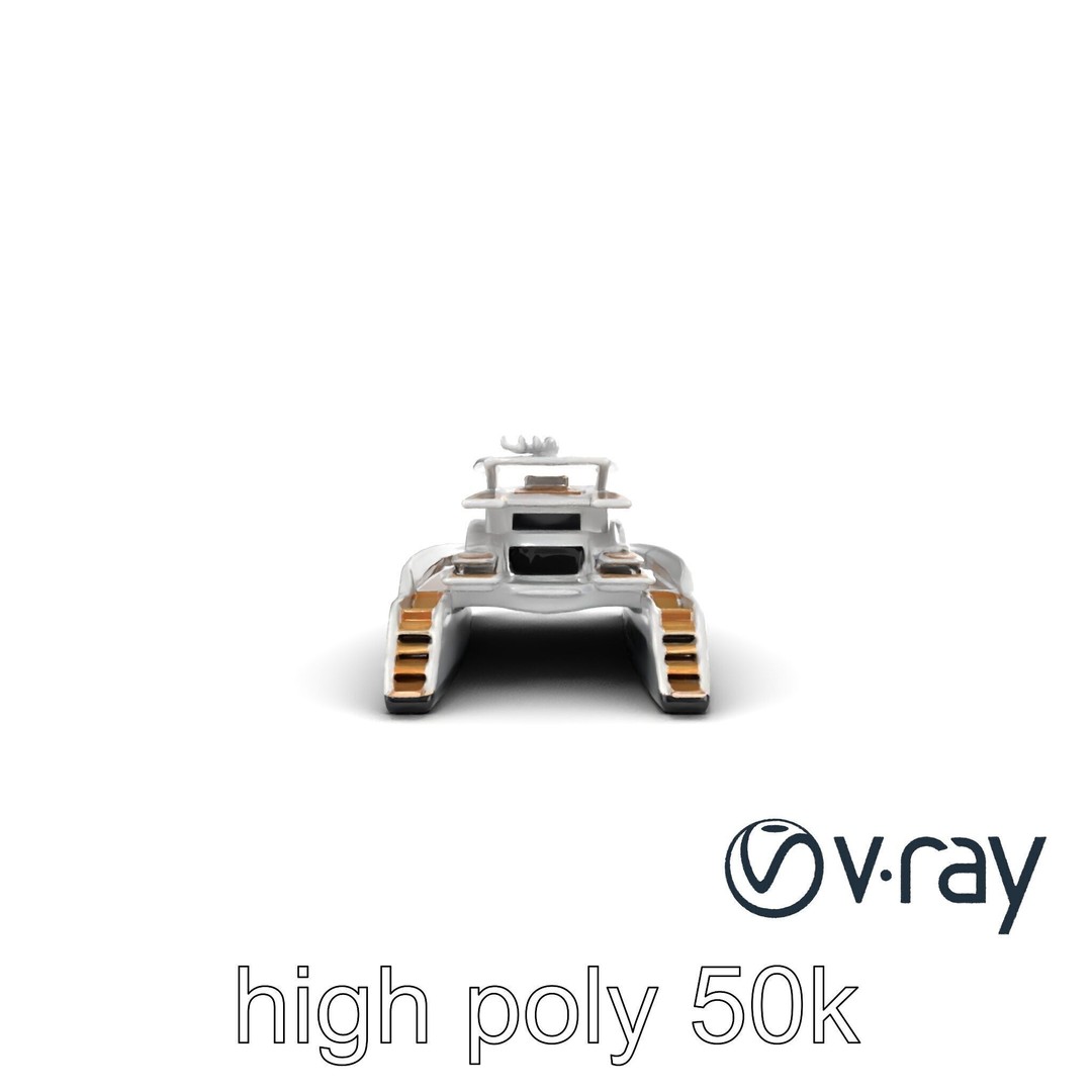 Mega Trimaran Yacht 3D Model – Ultra-Futuristic Low Poly Watercraft, FBX - View 32