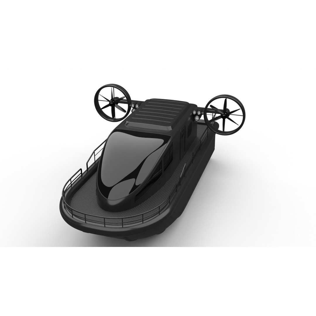 Airboat 3D Model – PBR Game-Ready Watercraft, FBX, OBJ - View 5