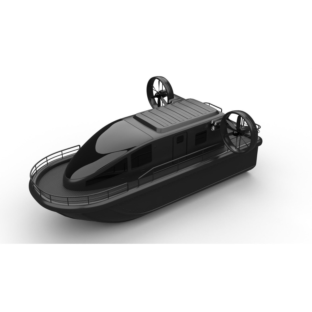 Airboat 3D Model – PBR Game-Ready Watercraft, FBX, OBJ - View 6
