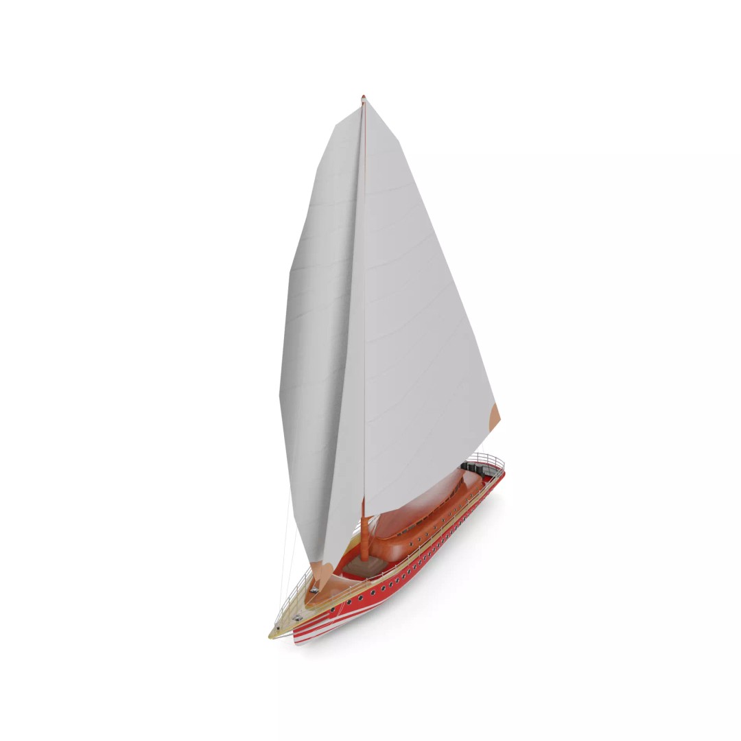 Sailing Yacht 3D Model – Low Poly Racing Yacht, FBX & PBR Textures