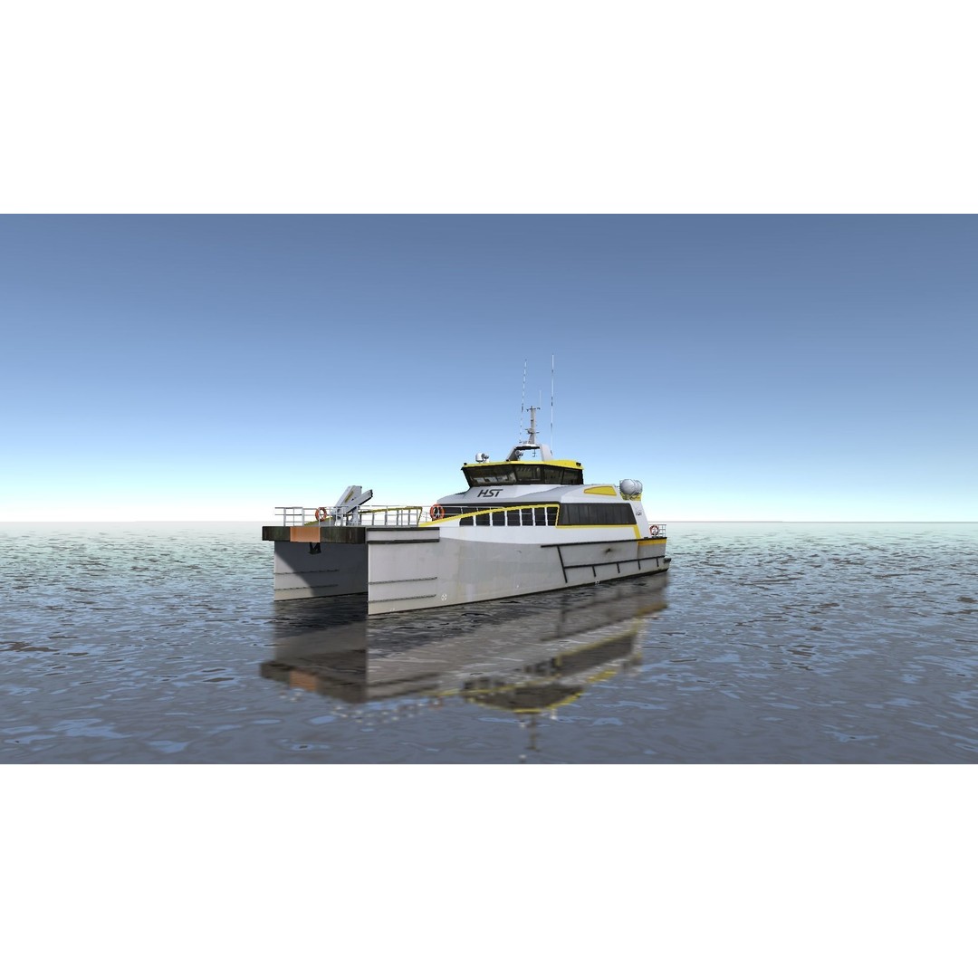 Wind Farm Support Vessel 3D Model – Low Poly Industrial Watercraft, FBX - View 10