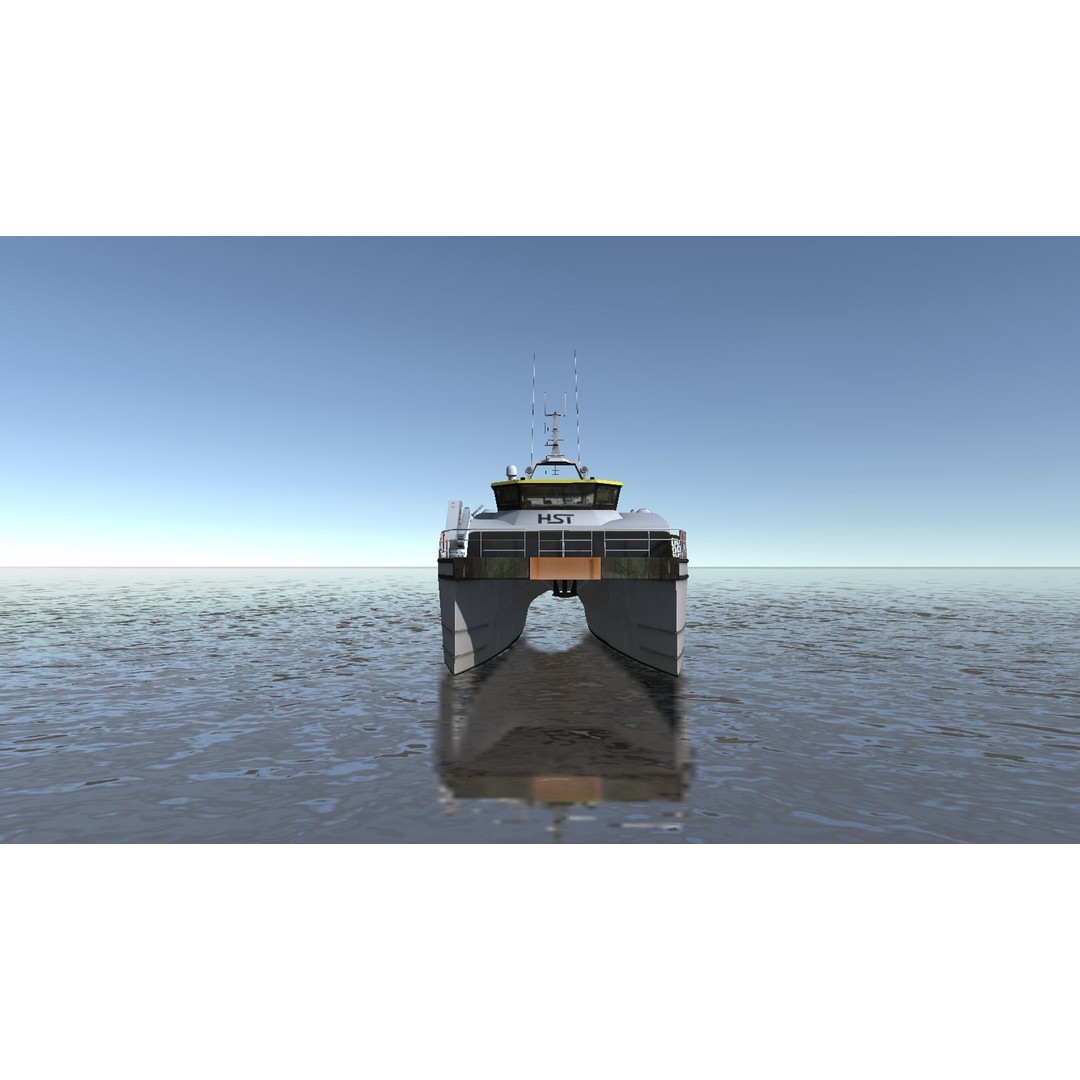Wind Farm Support Vessel 3D Model – Low Poly Industrial Watercraft, FBX - View 11