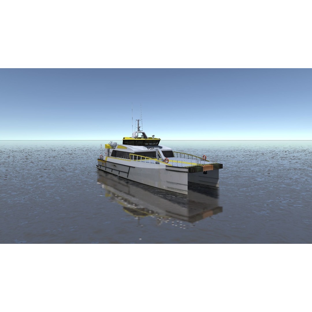 Wind Farm Support Vessel 3D Model – Low Poly Industrial Watercraft, FBX - View 12