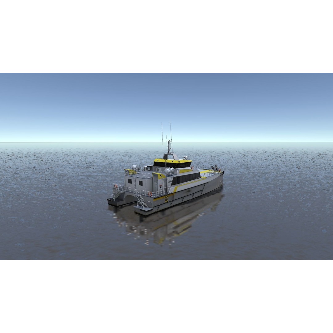 Wind Farm Support Vessel 3D Model – Low Poly Industrial Watercraft, FBX - View 13