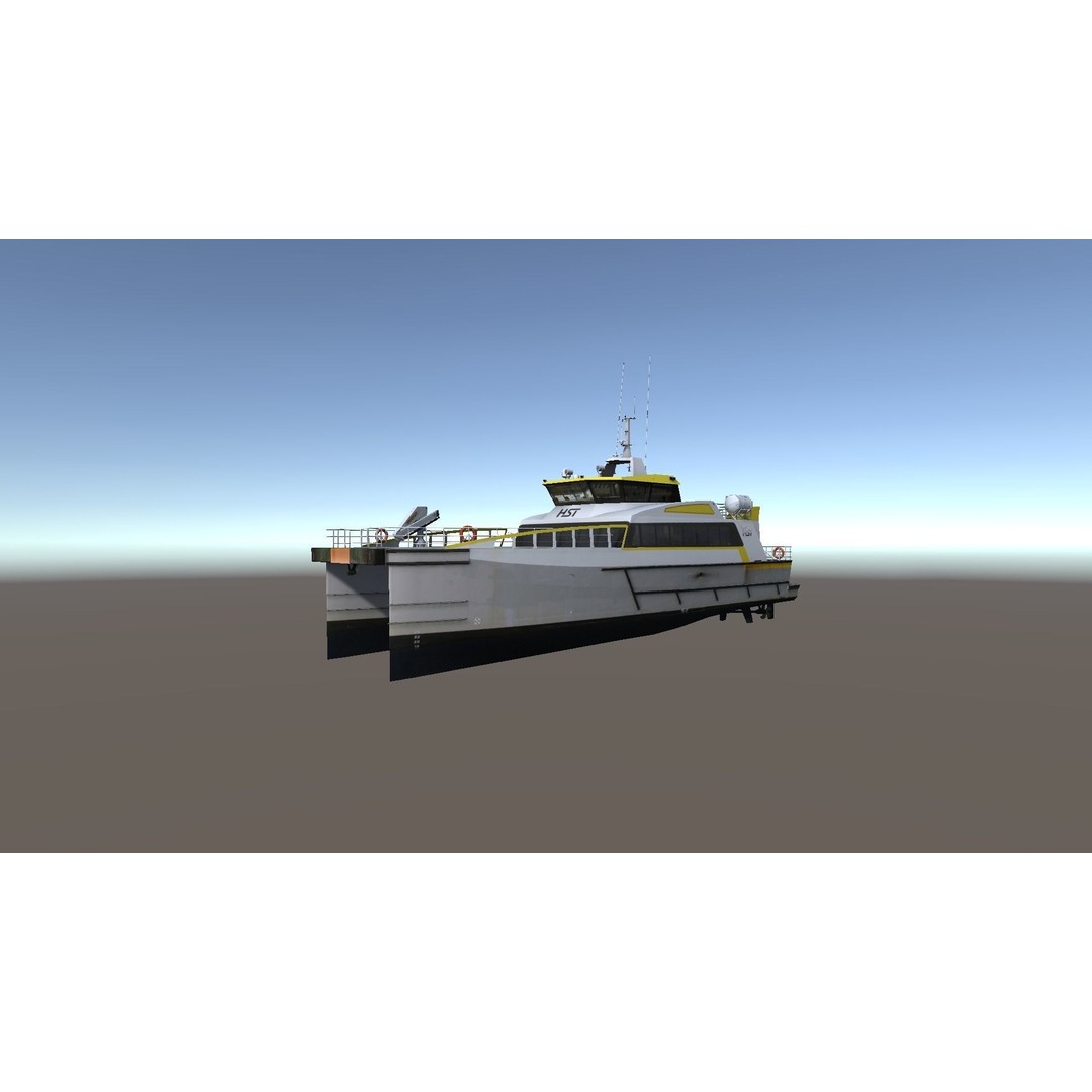 Wind Farm Support Vessel 3D Model – Low Poly Industrial Watercraft, FBX - View 4