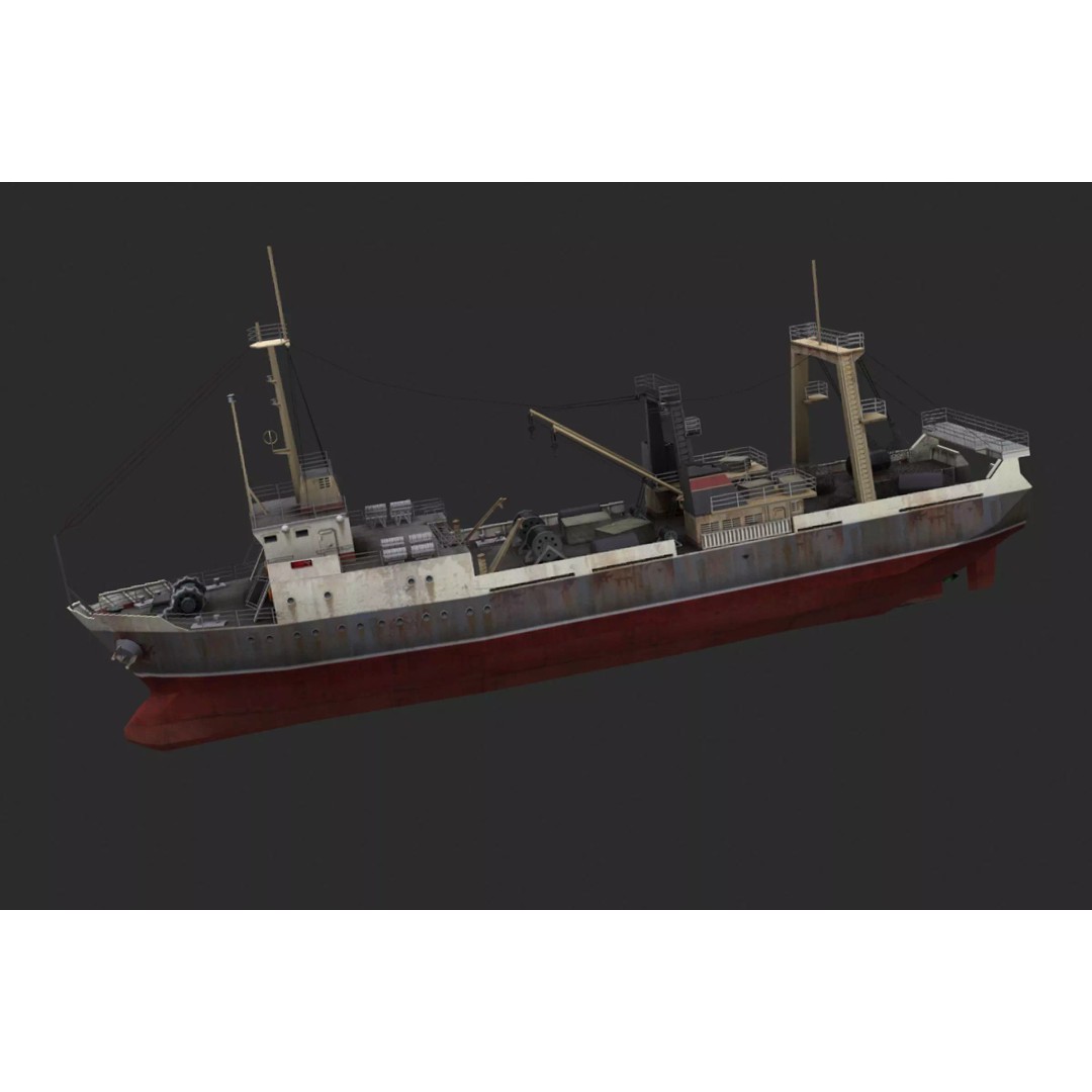 Fishing Trawler 3D Model – Low Poly Game Asset, FBX, Blender - View 2