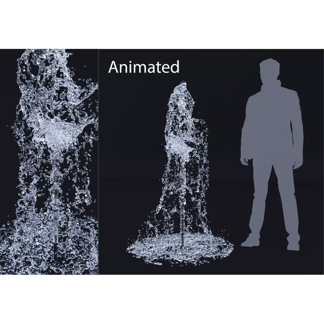Animated Fountain 3D Model – Fluid Simulation with PBR Textures, FBX - View 2