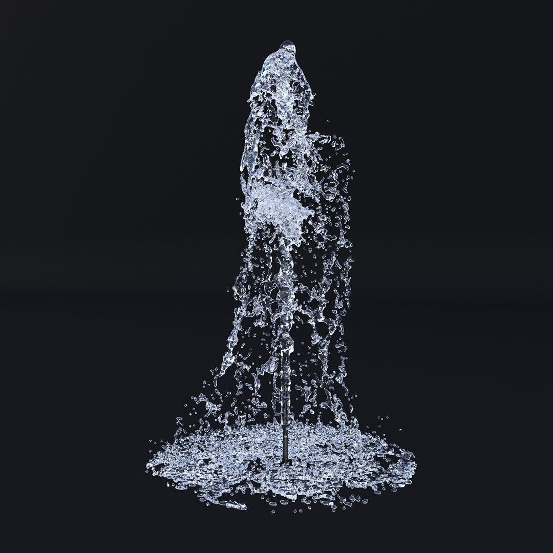 Animated Fountain 3D Model – Fluid Simulation with PBR Textures, FBX - View 3