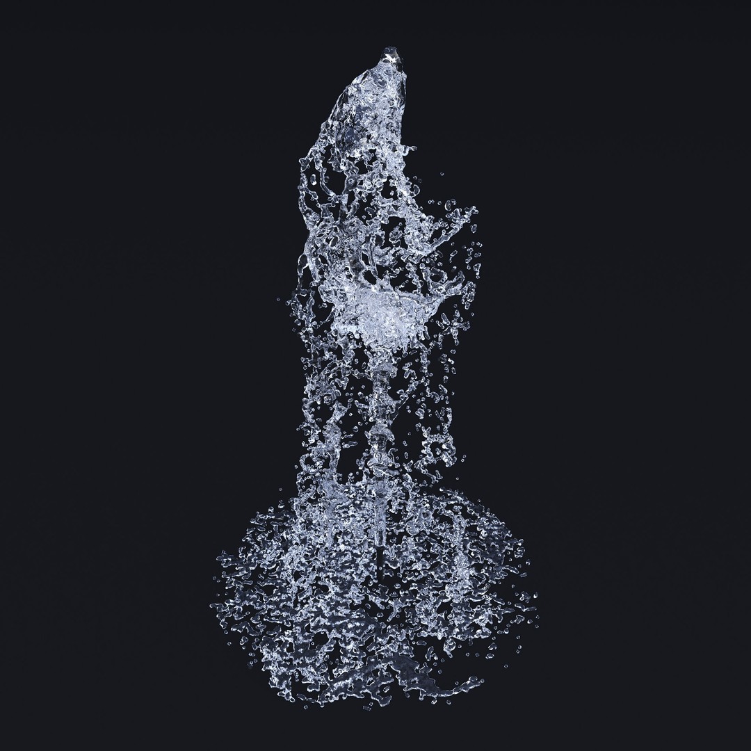 Animated Fountain 3D Model – Fluid Simulation with PBR Textures, FBX - View 4