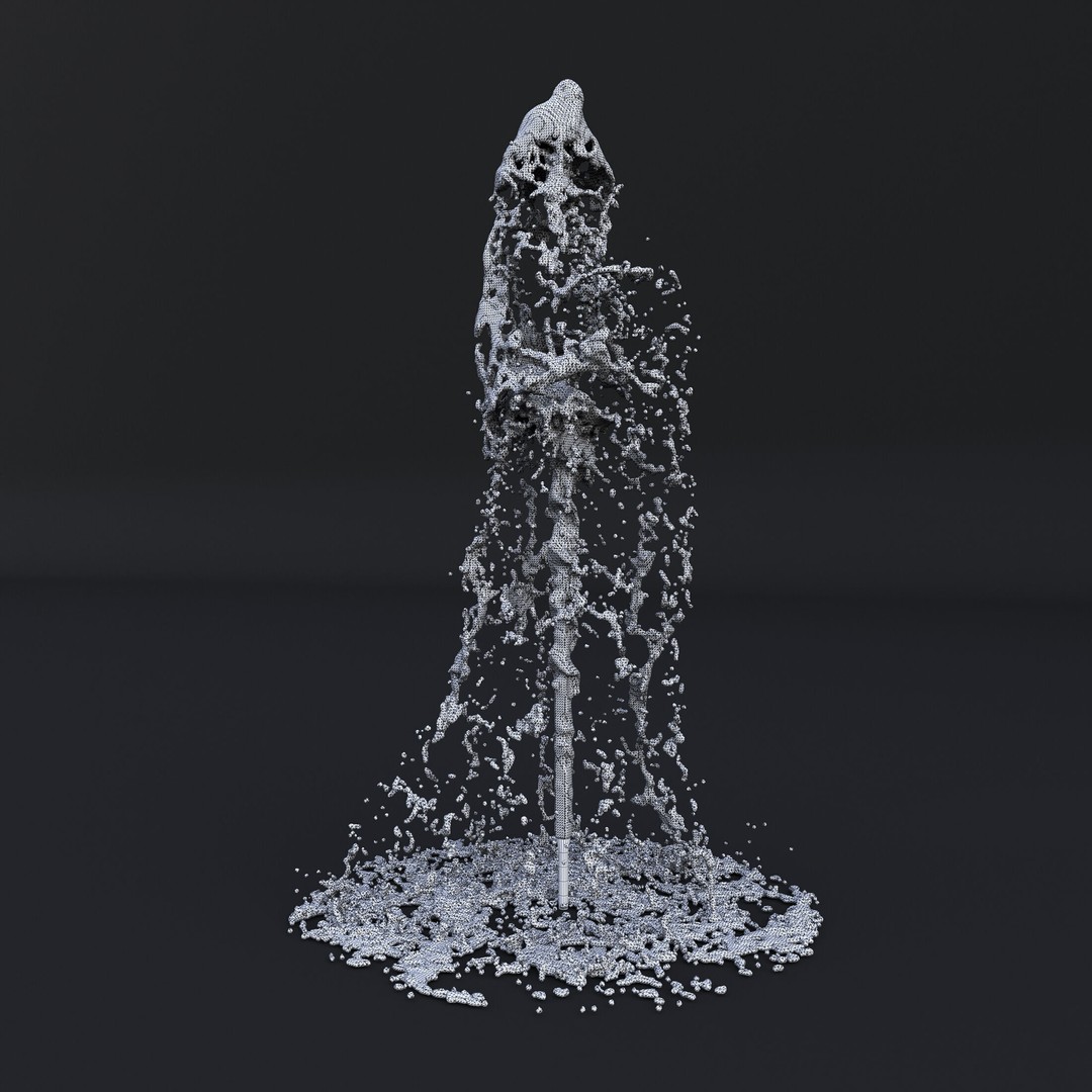 Animated Fountain 3D Model – Fluid Simulation with PBR Textures, FBX - View 6