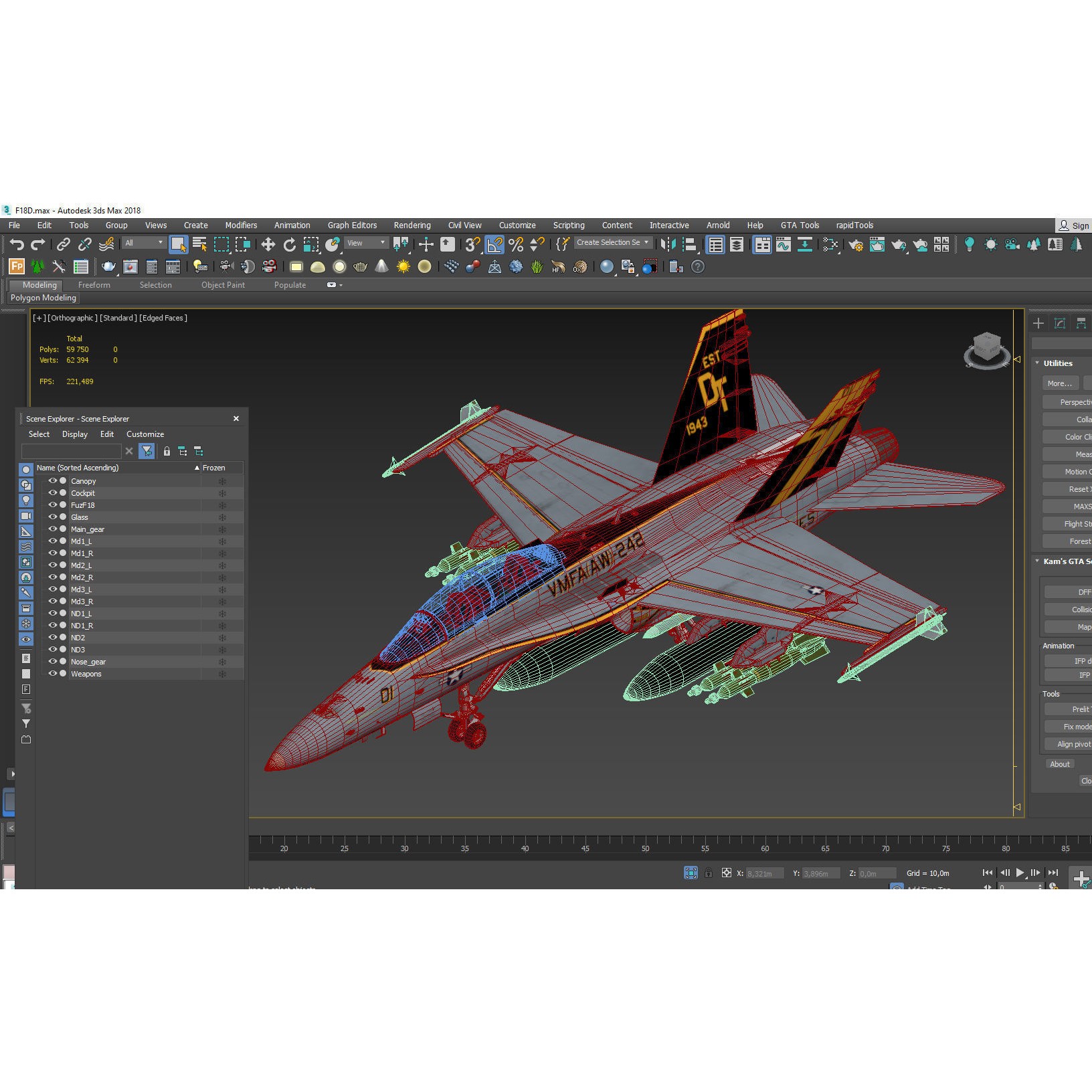 F-18 Hornet - Game-Ready 3D Model - View 24