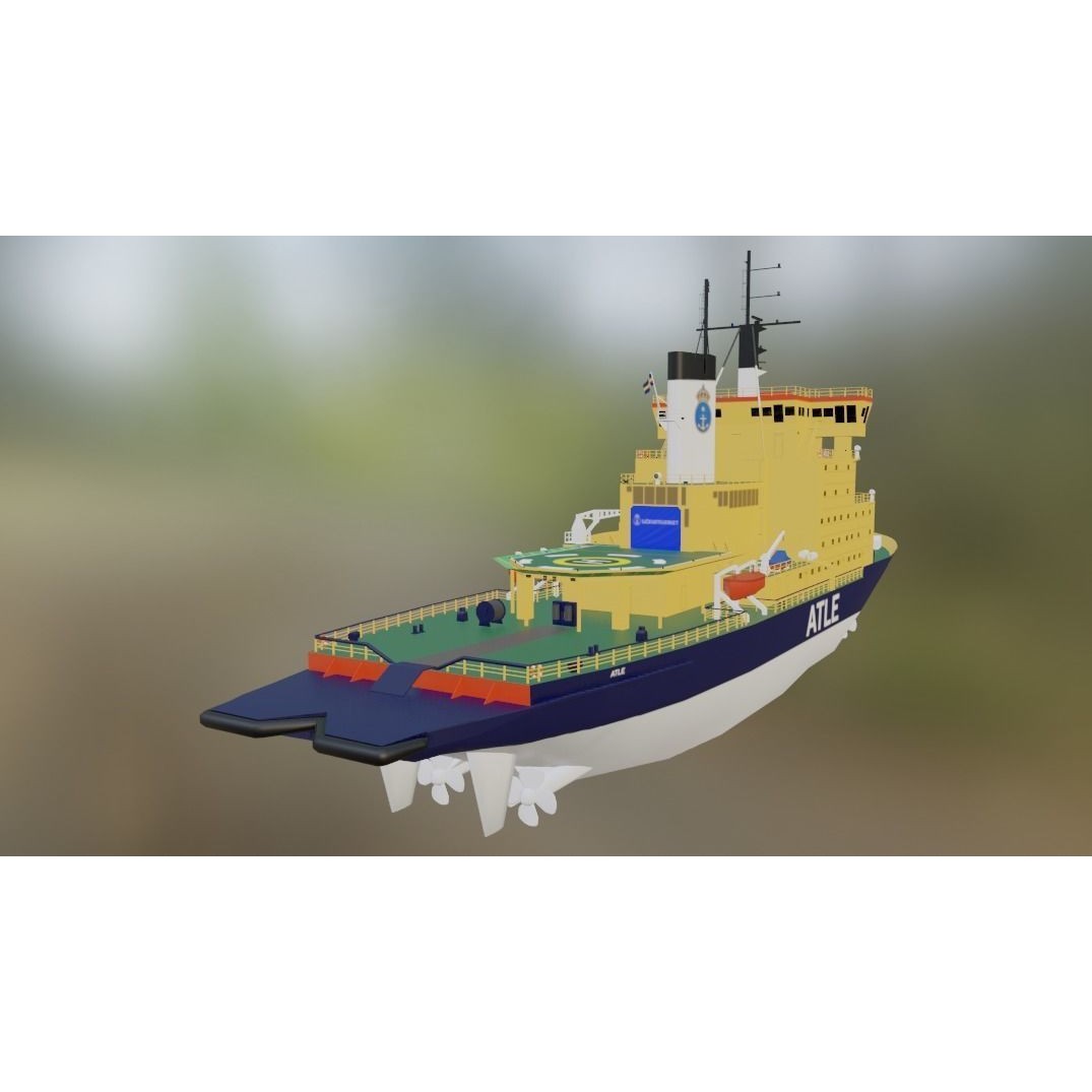 Swedish Atle Class Icebreakers 3D Model – Low Poly Watercraft, Blender, OBJ - View 10