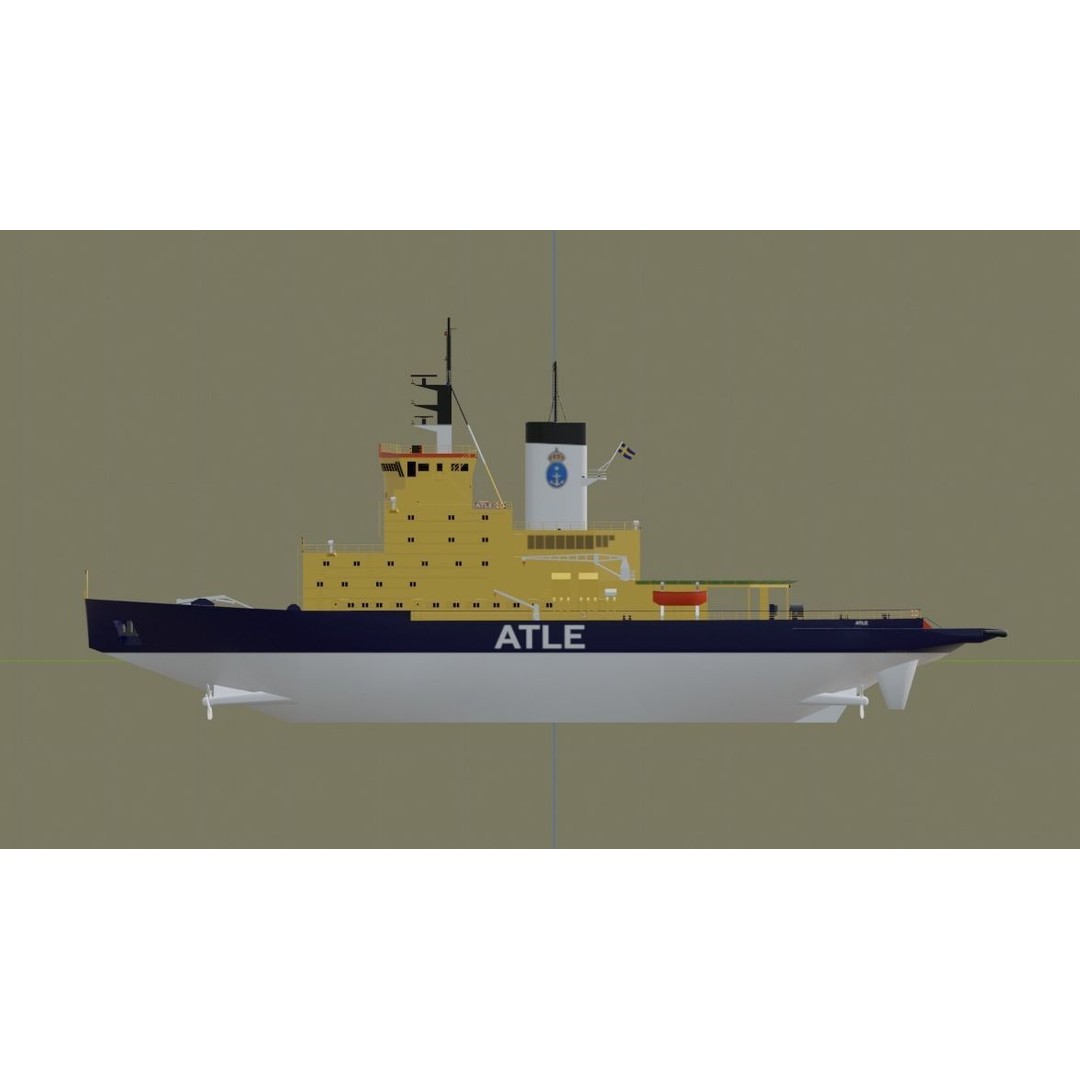 Swedish Atle Class Icebreakers 3D Model – Low Poly Watercraft, Blender, OBJ - View 11