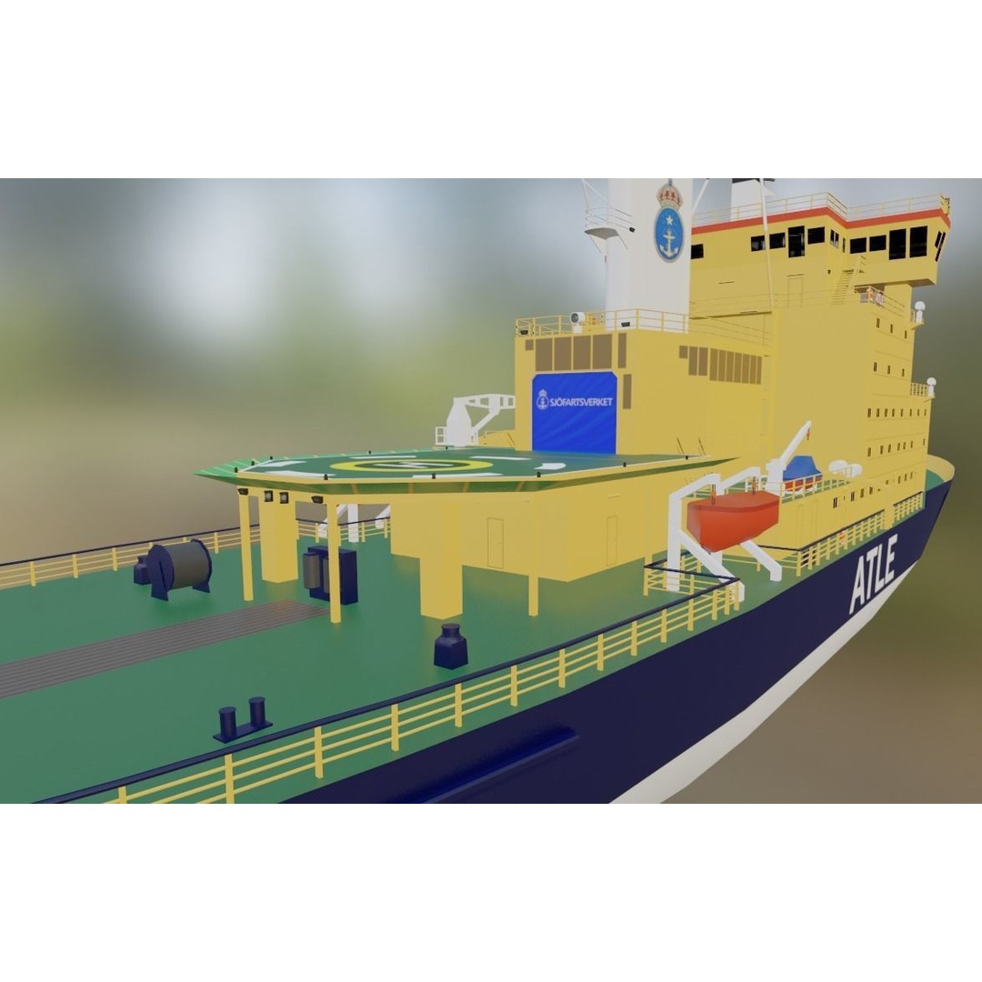 Swedish Atle Class Icebreakers 3D Model – Low Poly Watercraft, Blender, OBJ - View 12