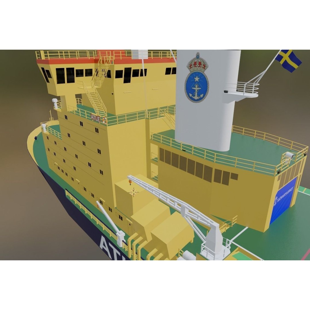 Swedish Atle Class Icebreakers 3D Model – Low Poly Watercraft, Blender, OBJ - View 16