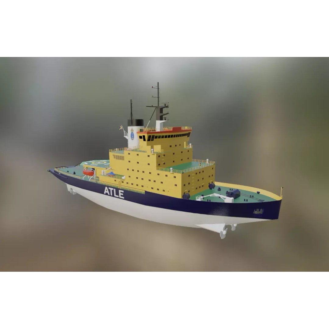 Swedish Atle Class Icebreakers 3D Model – Low Poly Watercraft, Blender, OBJ - View 2