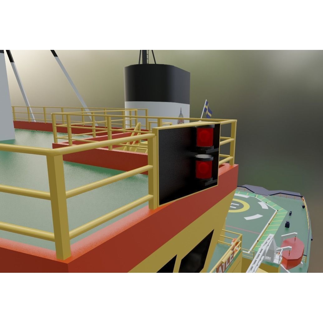 Swedish Atle Class Icebreakers 3D Model – Low Poly Watercraft, Blender, OBJ - View 3