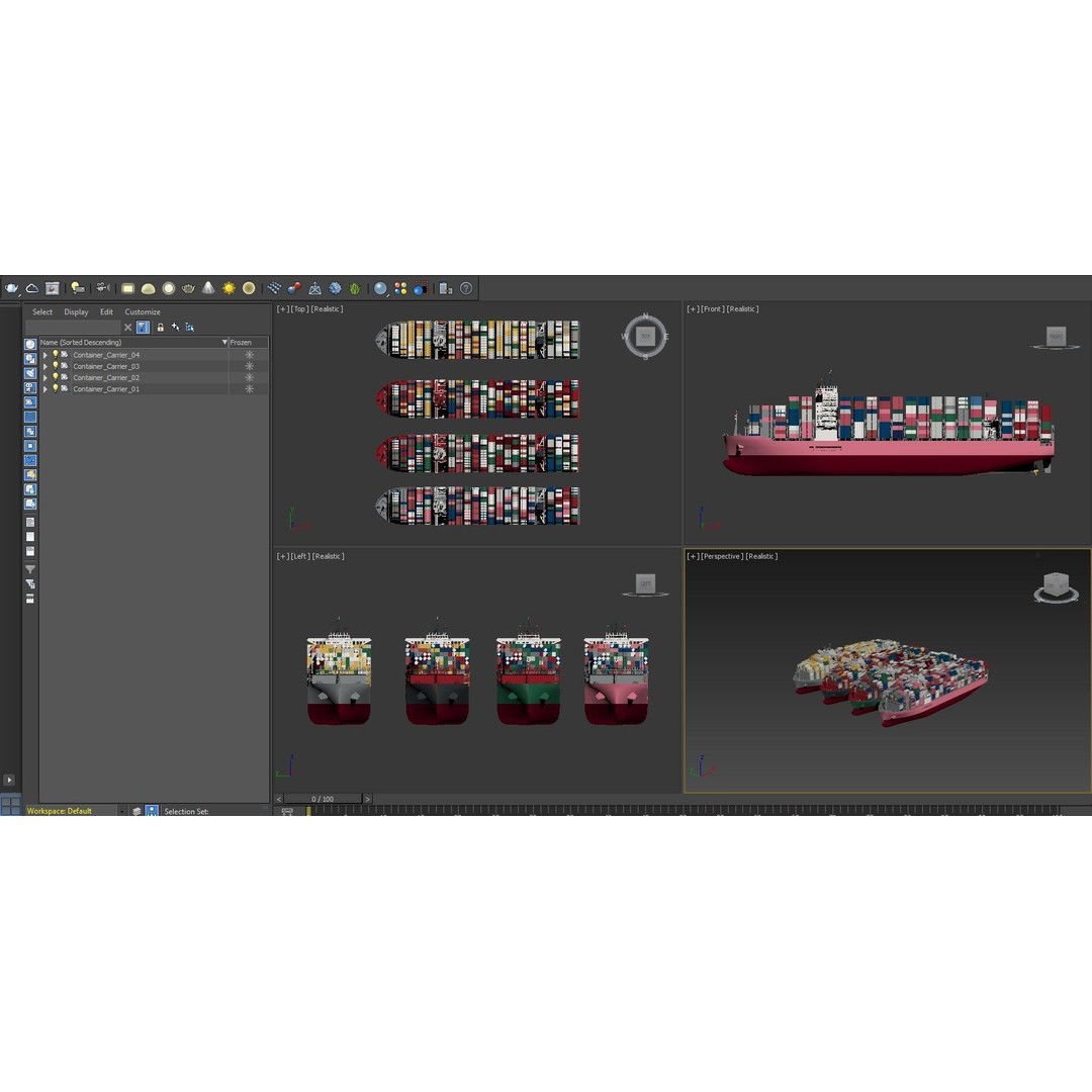 Container Ship 3D Model – Low Poly Industrial Vessel, FBX