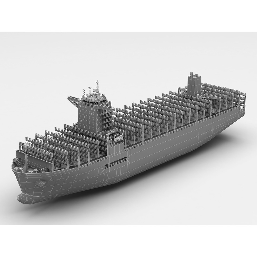 Container Ship 3D Model – Low Poly Industrial Vessel, FBX - View 10