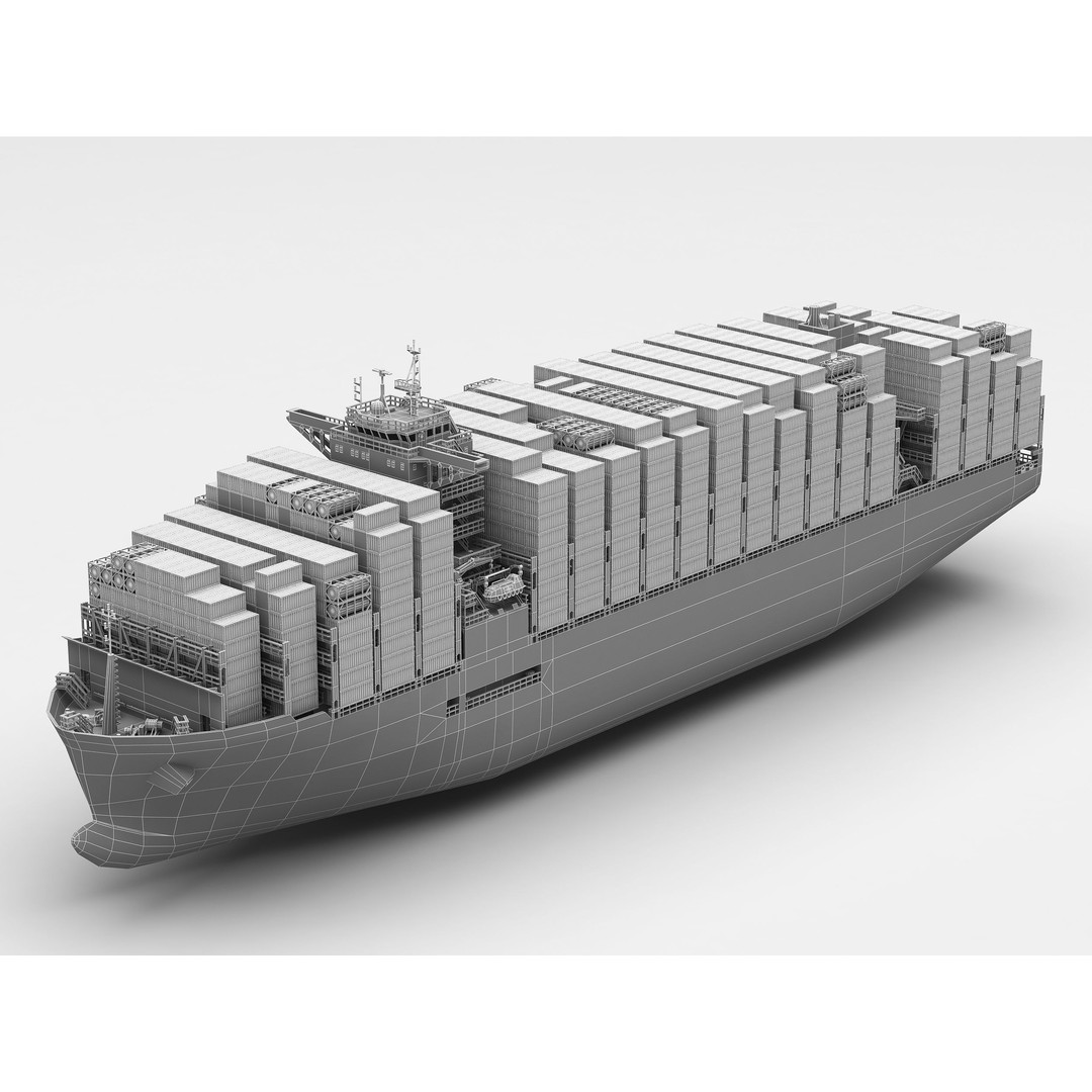 Container Ship 3D Model – Low Poly Industrial Vessel, FBX - View 11