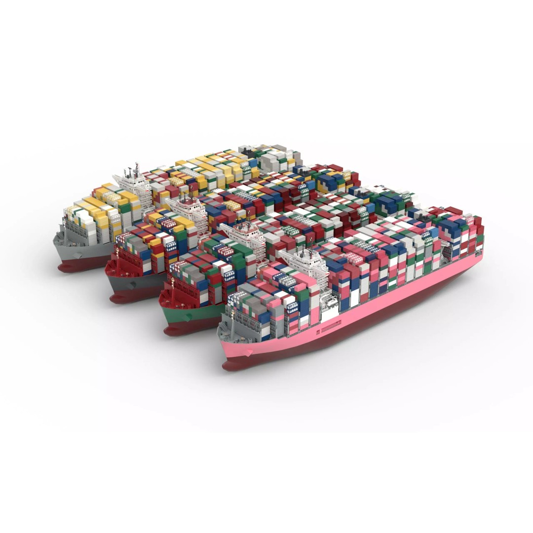 Container Ship 3D Model – Low Poly Industrial Vessel, FBX - View 2