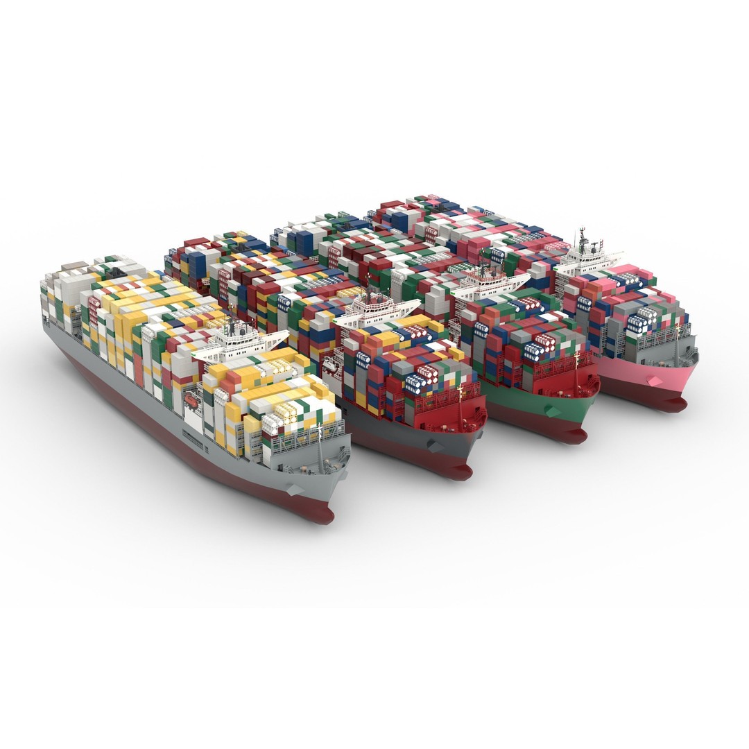 Container Ship 3D Model – Low Poly Industrial Vessel, FBX - View 3
