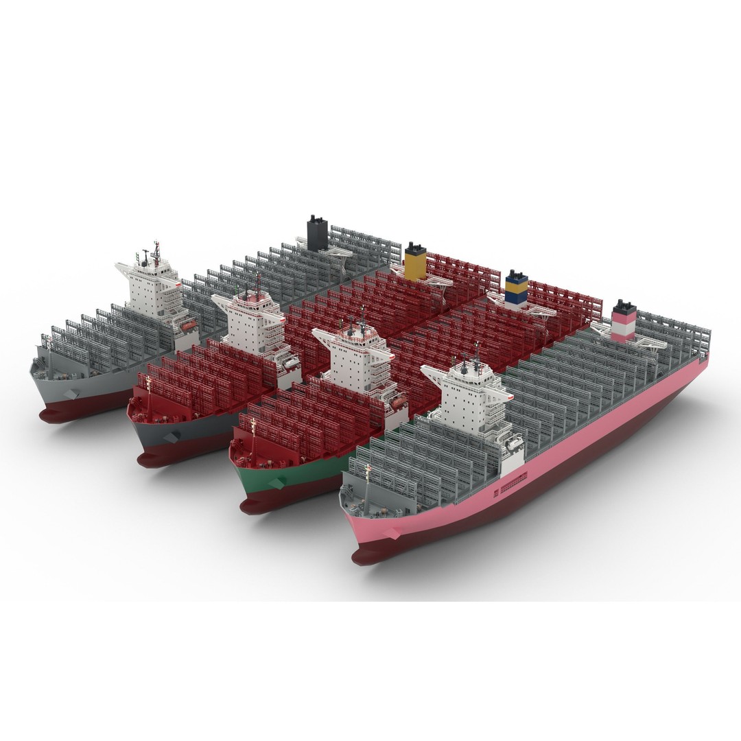 Container Ship 3D Model – Low Poly Industrial Vessel, FBX - View 4