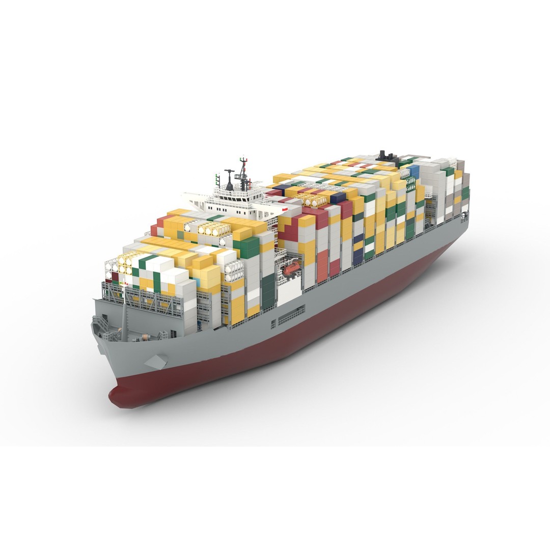 Container Ship 3D Model – Low Poly Industrial Vessel, FBX - View 6