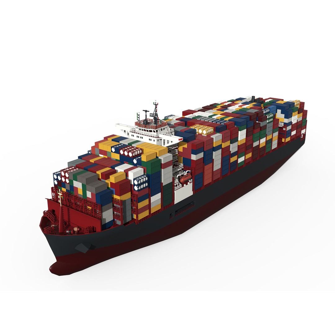 Container Ship 3D Model – Low Poly Industrial Vessel, FBX - View 7