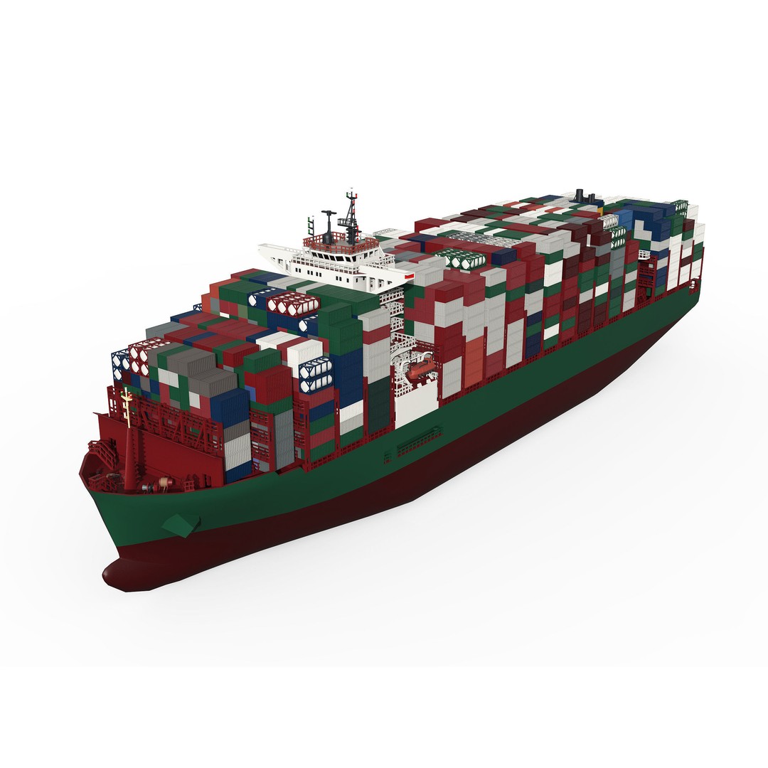 Container Ship 3D Model – Low Poly Industrial Vessel, FBX - View 8