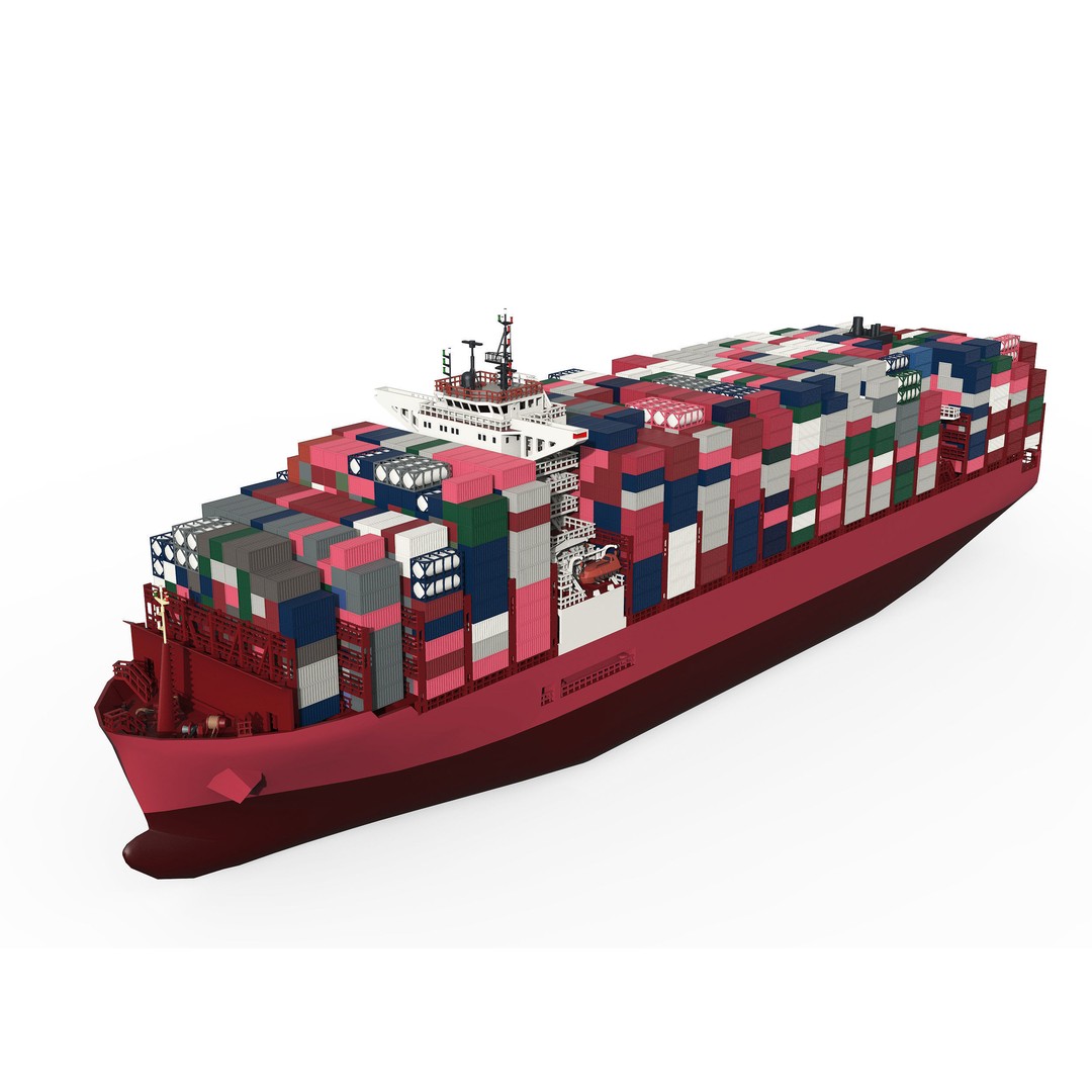 Container Ship 3D Model – Low Poly Industrial Vessel, FBX - View 9