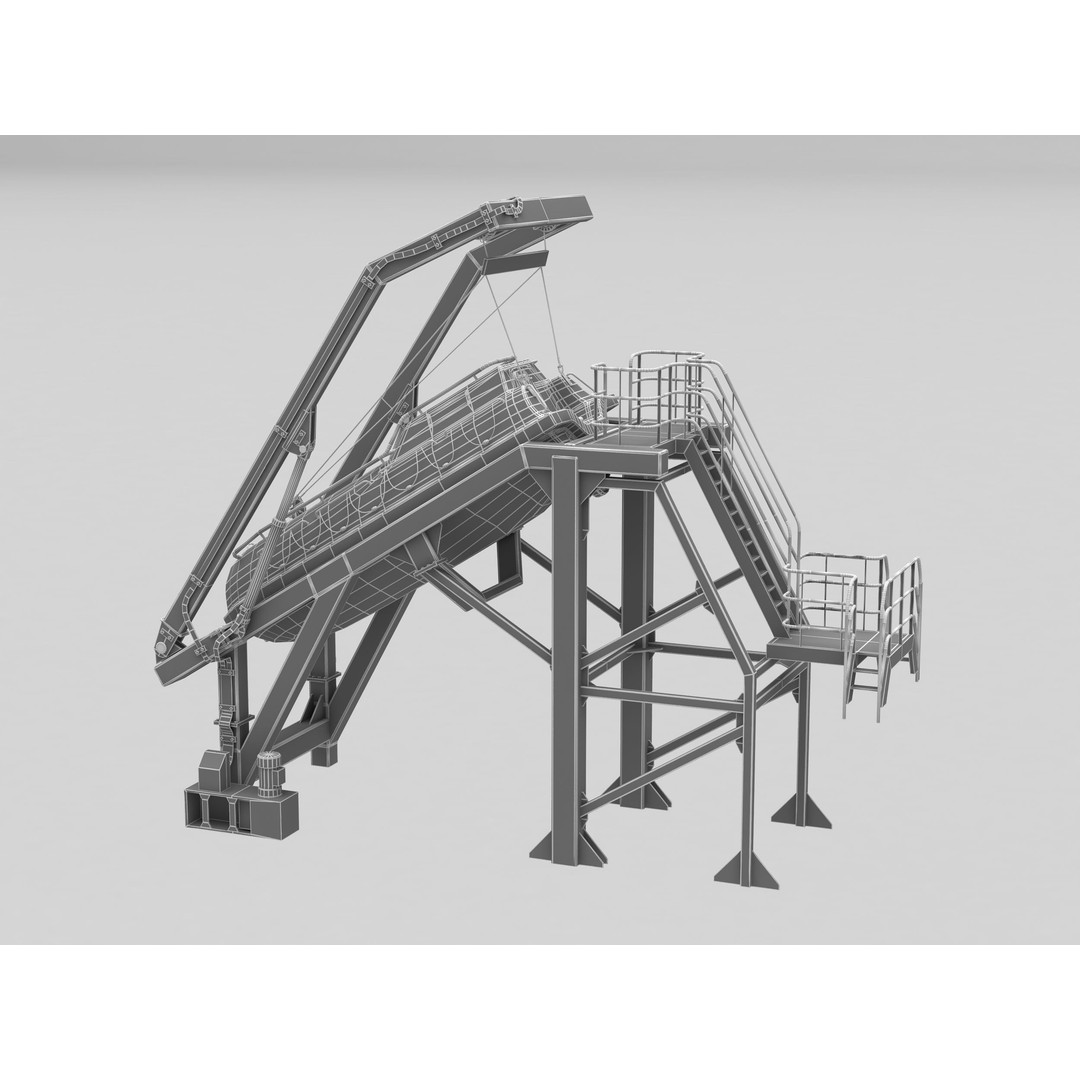 Freefall Lifeboat 3D Model – PBR Textured Industrial Watercraft, FBX - View 4